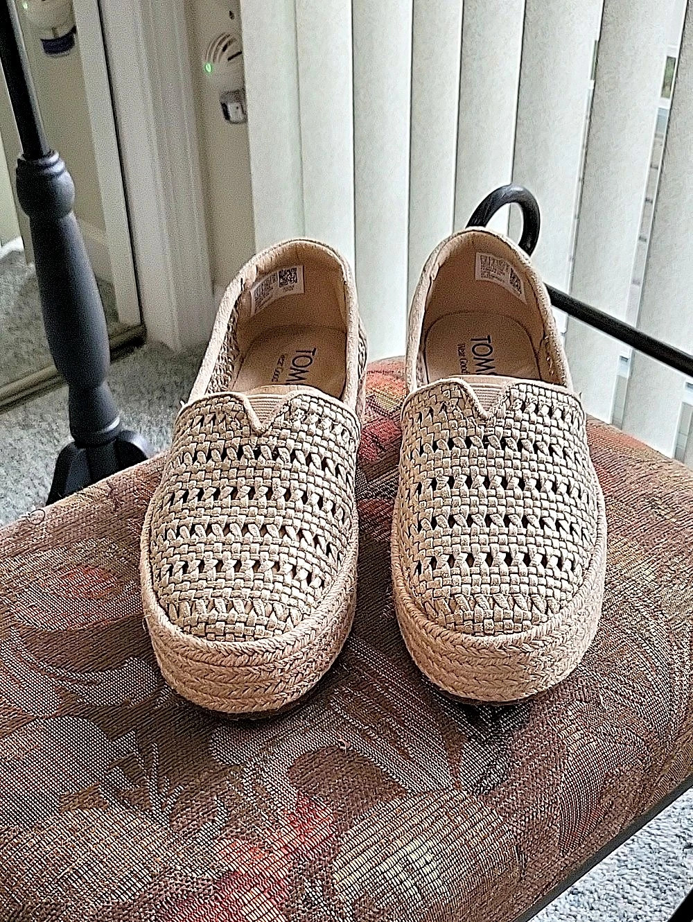 TOMS Alpargata Rope Platform Slip-On Shoes Woven Metallic Woven Slip-On Sneakers
